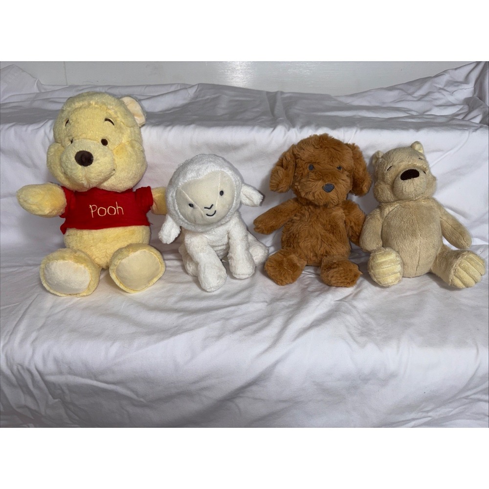 Disney Winnie Pooh Carters Lamb Cloud Island Dog Plush Toy Lot of 4 Mixed Brands